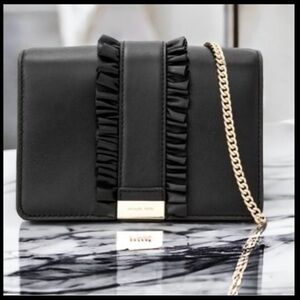 NEW | Michael Kors Jade Gusset black leather convertible crossbody bag purse